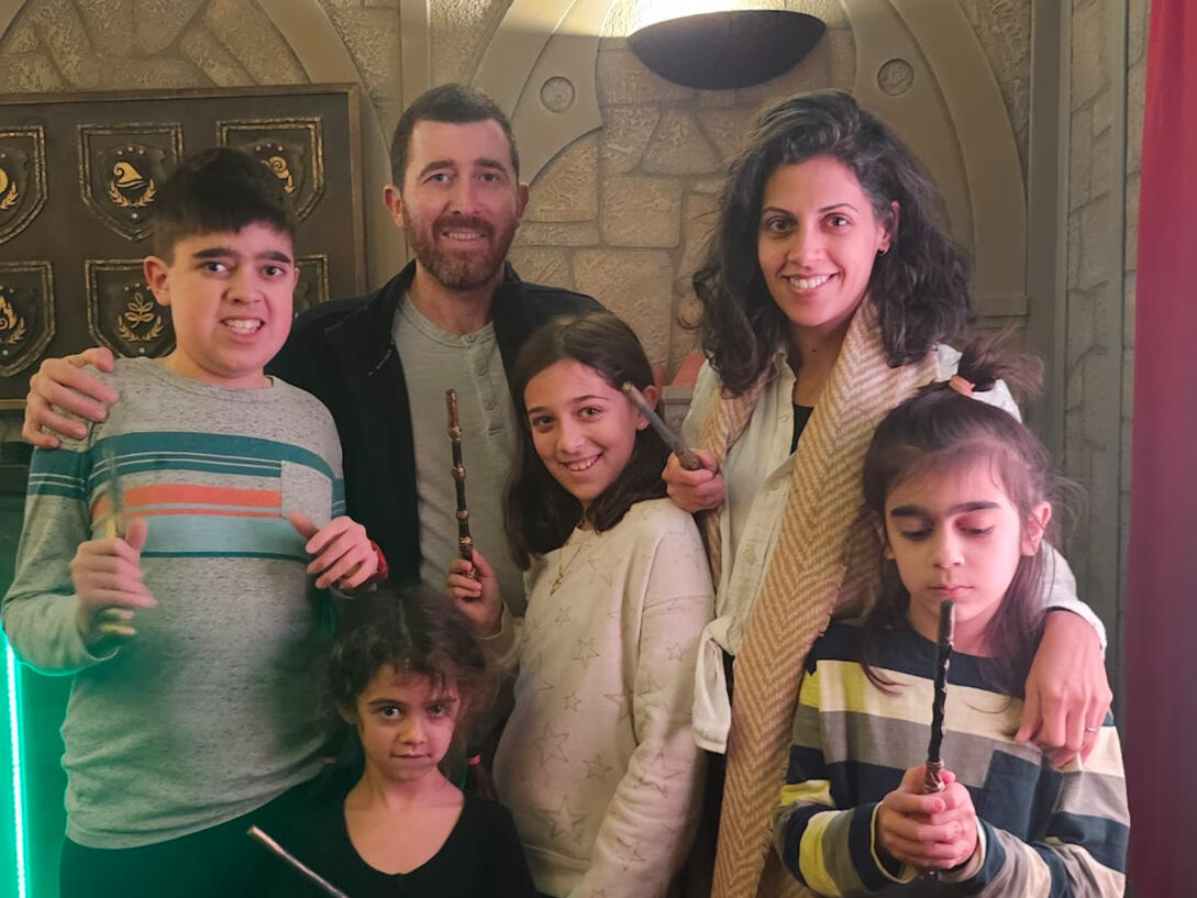 Family photo at escape room